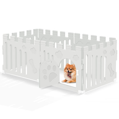Parc pour chien avec porte, parc pour chiot d'intérieur à 6 panneaux de 24 po, enclos pour chien en plastique robuste, barrière antidérapante et sécurisée