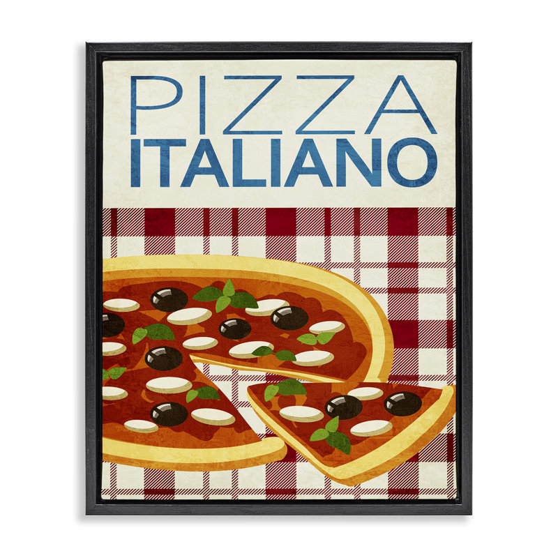 Cadre flottant Classic Pizza Italiano, design par Kim Allen, H 21 po x l 17 po, Cadre flottant noir de jais