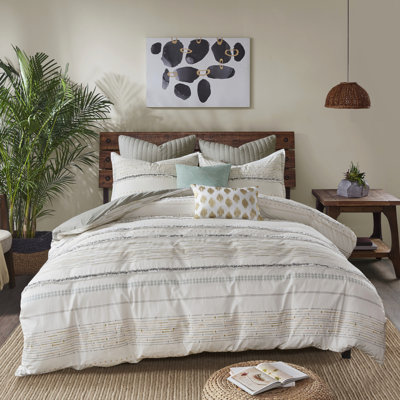Housse de couette pour lit double / grand en coton avec rayures imprimées