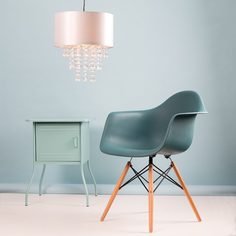 Jesmond 33cm H Plastic Drum Pendant Shade ( Spider ) in Grey