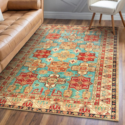 Tapis oriental turquoise repose-pieds