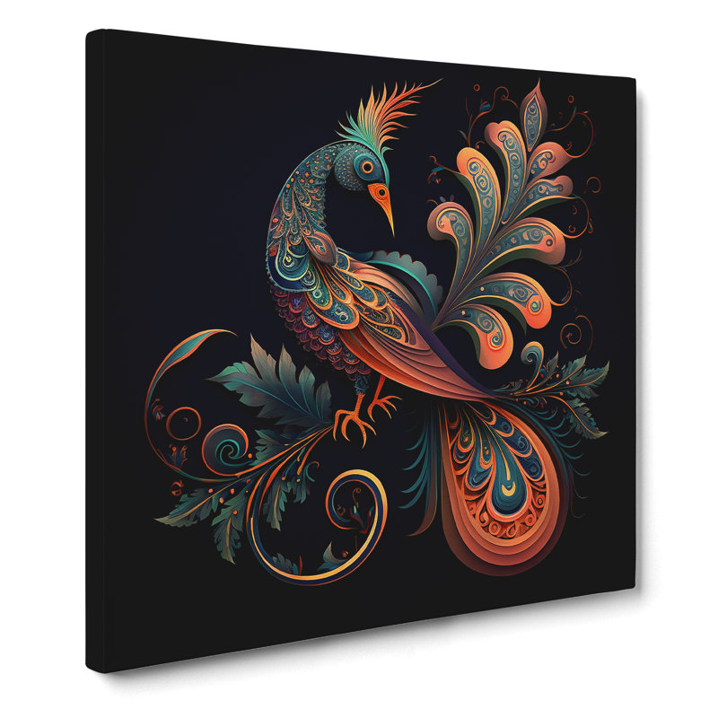 Bird Of Paradise Paisley Art - Print, 35cm H x 35cm W x 3cm D