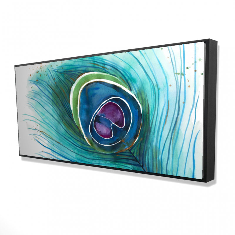 Peacock Feather Closeup Print On Canvas, H 24 po x l 48 po