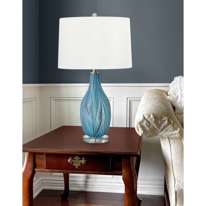 Turchese 29" Blue and Black Swirl Glass Table Lamp