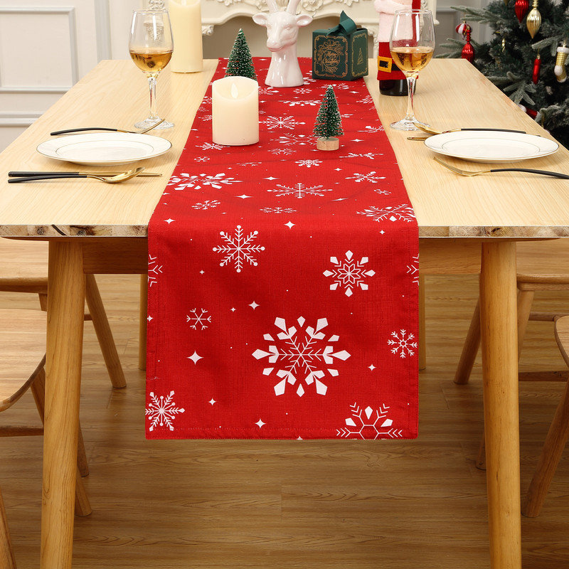 Christmas Snowflake Tablecloth Waterproof Xmas Table Cloth, 178cm L x 33cm D