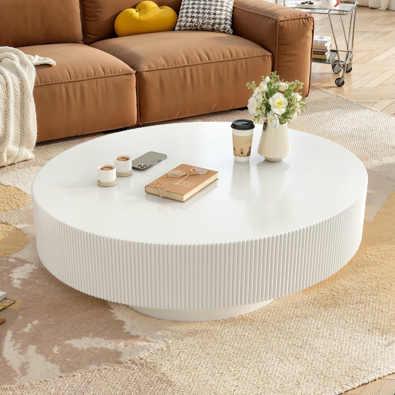 Elegant Easy Assembly Round Coffee Table, White