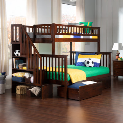 Ilariana Heavy Duty Wood Safety Staircase Bunk Bed with Under Bed Drawer Storage by Harriet Bee