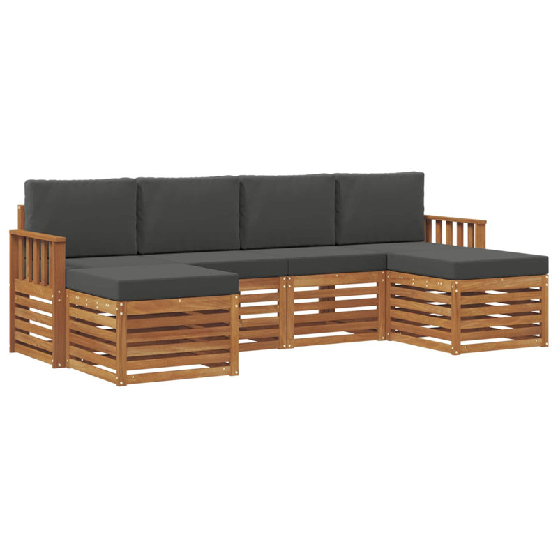  Ensemble de canapé 6 pièces en bois d'acacia naturel et anthracite massif