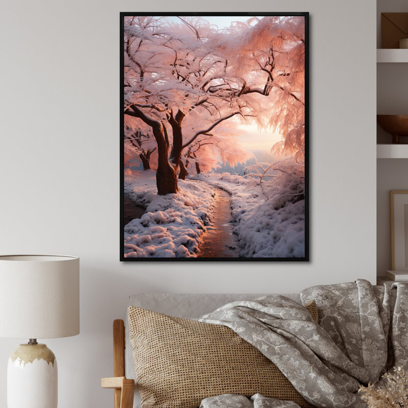 «Winter Landscape Frozen Sunlight I», reproduction d'art sur toile, H 20 po x l 12 po x P 1 po, Cadre flottant noir