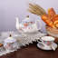 Service à thé en porcelaine avec fleurs, tasse à thé et soucoupe, service pour 6 personnes, théière de mariage, pot à sucre, crème, ensemble de café en porcelaine