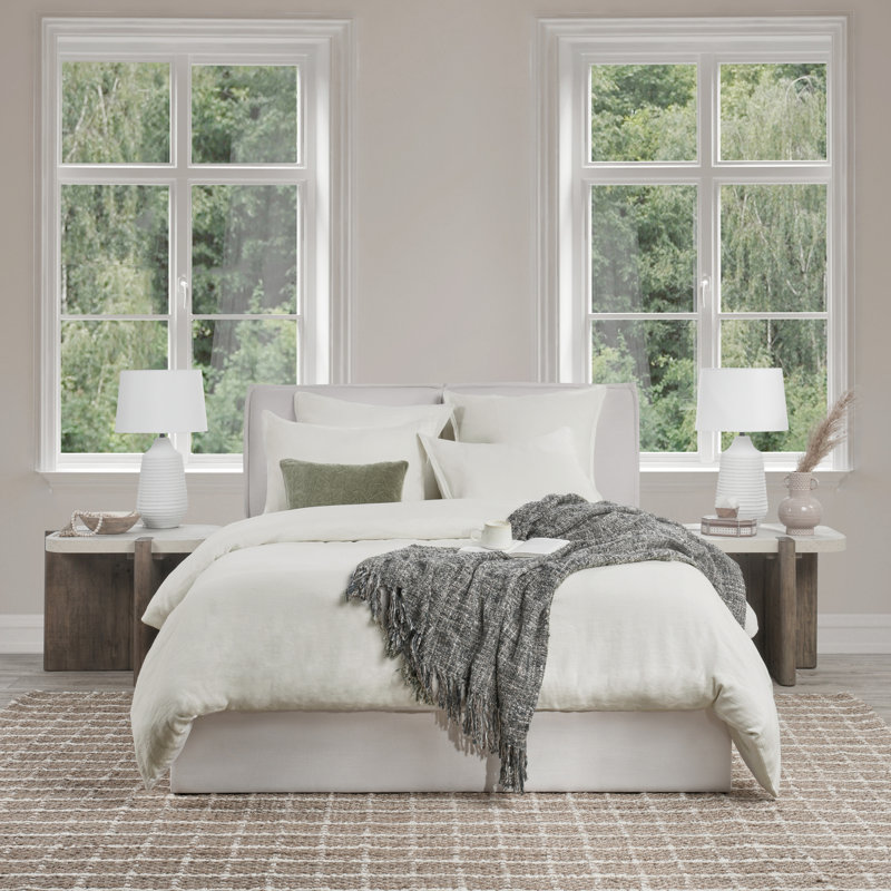 Talia Duvet Cover, Queen Duvet Cover, Ivory