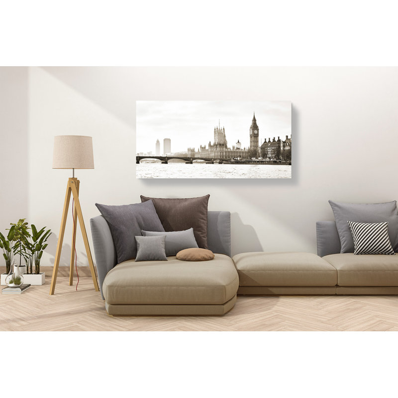 View Of The Houses Of Parliament And Westminster Bridge, London - Wrapped Canvas Print, 35cm H x 70cm W x 4cm D