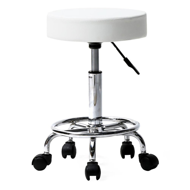 Adjustable Height Ergonomic Lab Stool with Wheels, White