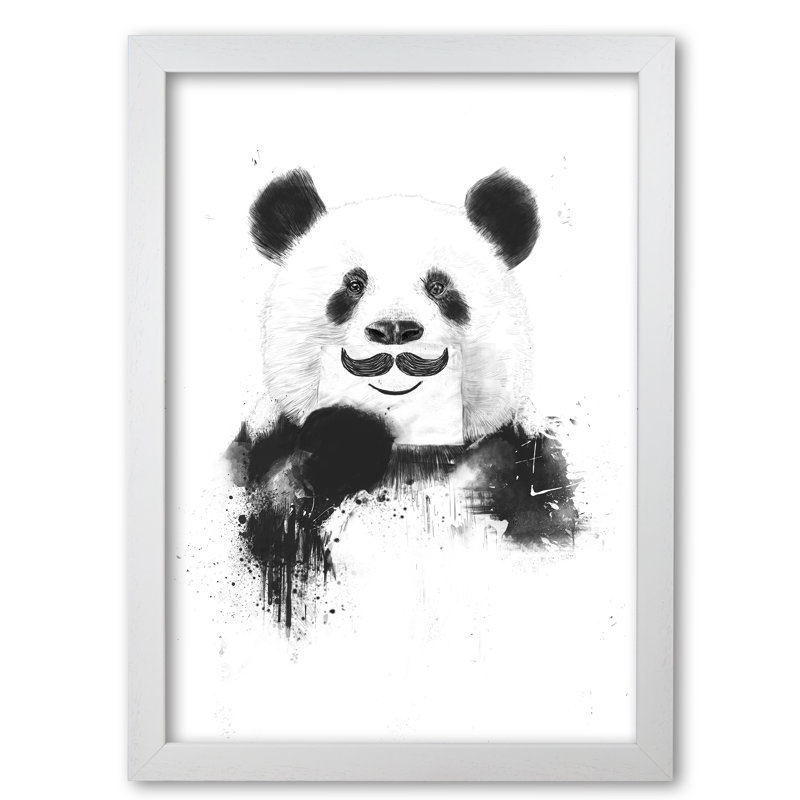 Funny Panda by Mercedes Lopes Charro - Print, 29.7 cm H x 21 cm W x 5 cm D, White Grain