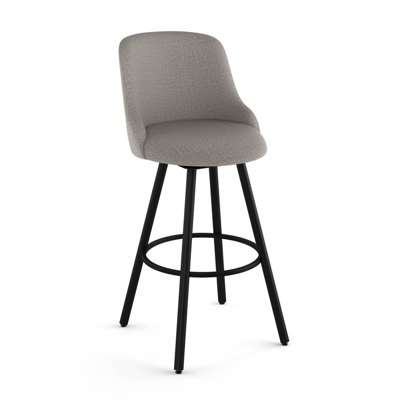 Tabouret de bar et de comptoir pivotant Alferd, Gris argenté, Tabouret de comptoir (siège d'une hauteur de 26 p, Noir