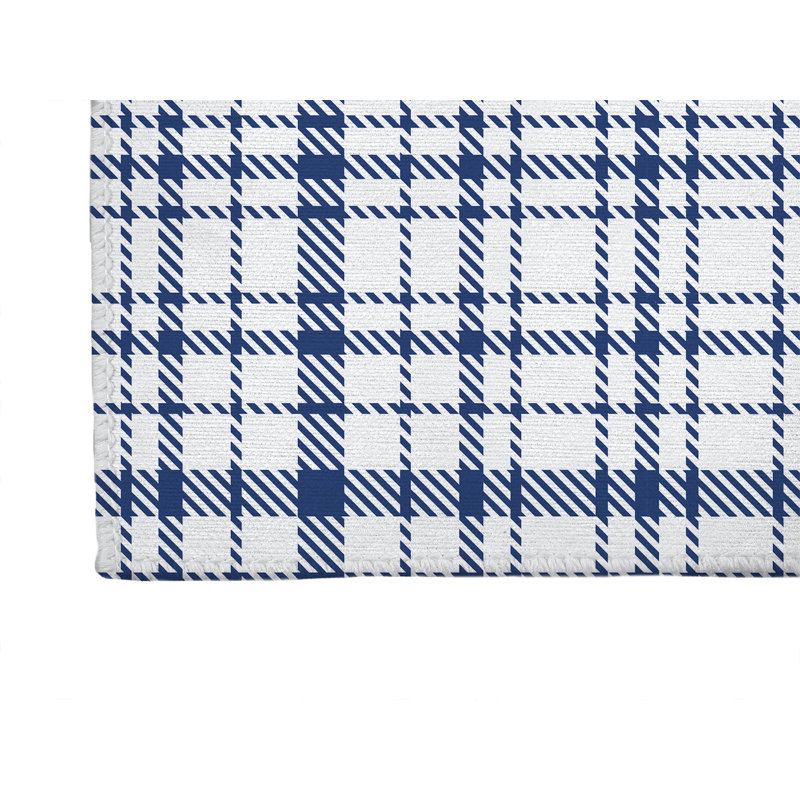 Liz Plaid Non-Slip Outdoor Rug, Runner 2'6" x 8'