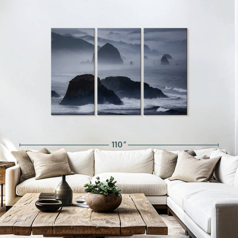 Gillard Foggy Times à Cannon Beach, côte de l'Oregon, H 48 po x l 74 po