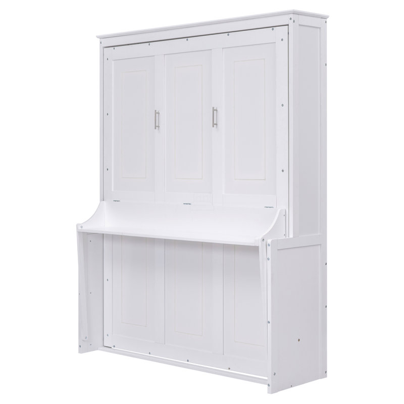 Grand lit escamotable avec tablette, Blanc