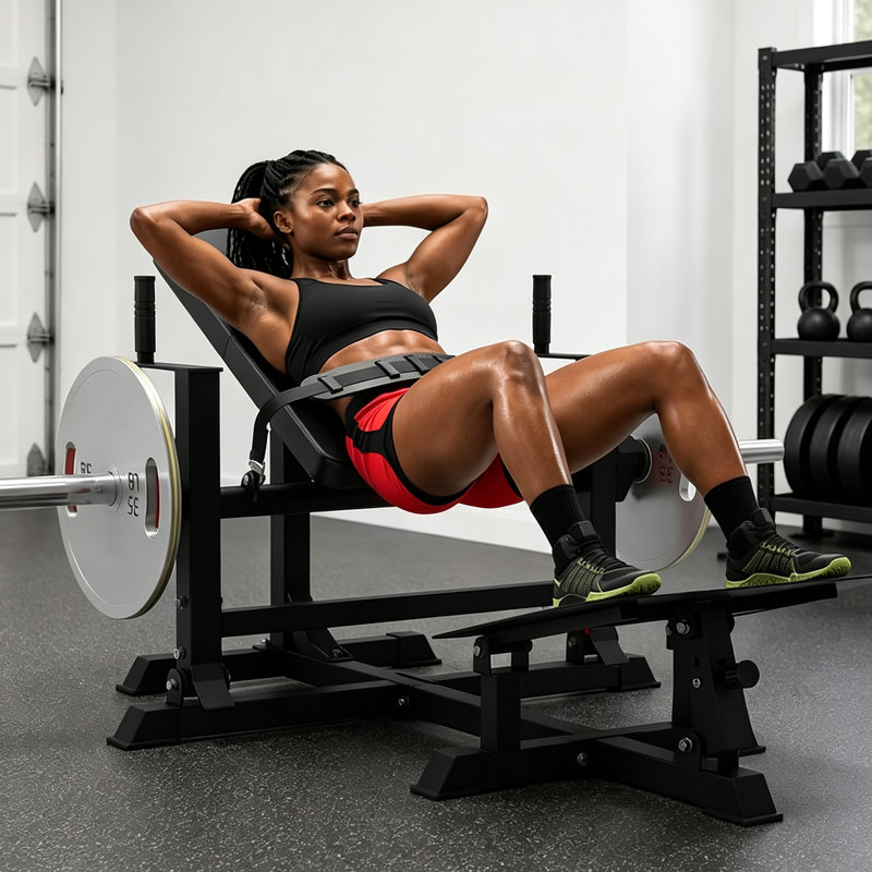 Appareil de musculation pour les hanches, appareil de musculation pour les fessiers à charge guidée réglable, capacité de 400 kg, pour l'entraînement à la maison, noir