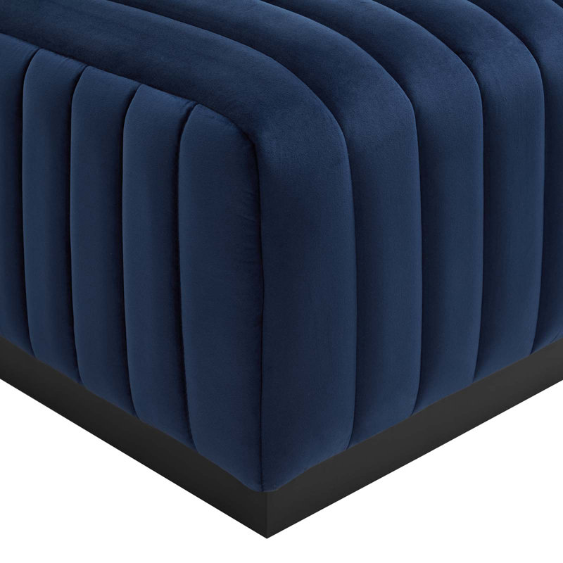 Repose-pieds Conjure, Noir, Velours bleu minuit