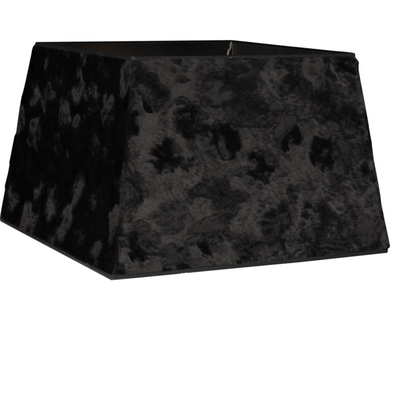 Renteria 30cm H Fabric Rectangle Lamp Shade, Black Furry Skin