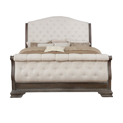 Queen Tufted Sleigh Bed -  Canora Grey, 037930E437E9481BBD826E86F01FDFDF