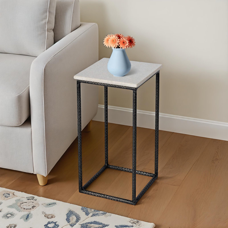 Maikel 21.5'' Tall Genuine Marble Frame End Table
