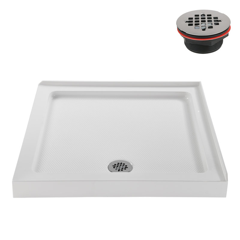 Streamline 32 in. x 32 in. Corner Acrylic Shower Base in Glossy White with Right Drain, Drain Included, Right