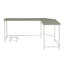 Bureau d'ordinateur en L Bambina à finition grise et blanche avec bord biseauté et rangement mobile, parfait pour les petits espaces et les postes de travail modernes.-729804329