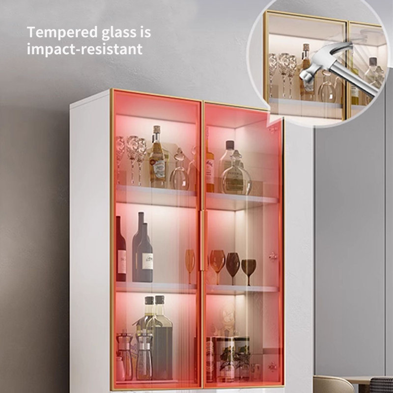 Norik, White/Gold, (3 Shelves) 70.87"H x 27.56"W x 15.75"D