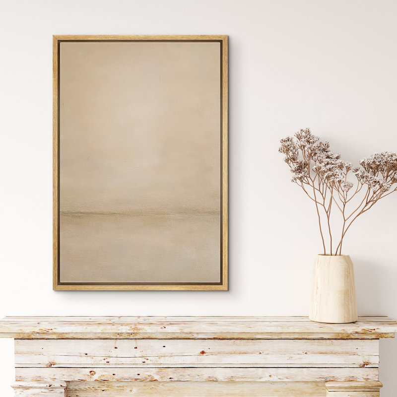 «Soft Soft Beige Horizon Minimal Abstract Neutral Wall Decor», reproduction d'art sur toile encadrée, Cadre flottant naturel
