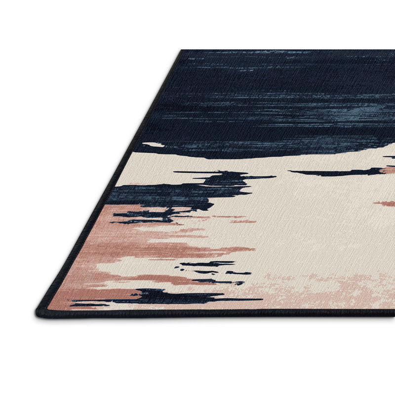 Tapis gris aquarelle lavable à la machine, Rectangulaire 8 pi x 10 pi