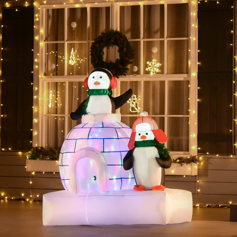 5 Ft Lighted Christmas Inflatables Outdoor Decorations Penguins With A Scarf And Lgloo
