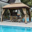 Gazebo, moustiquaire pour patio avec toit ventilé-123218981