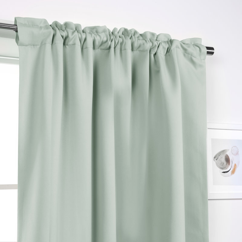 Bantam Solid Blackout Thermal Rod Pocket Curtain Panels, Sea Green, 52" W x 63" L