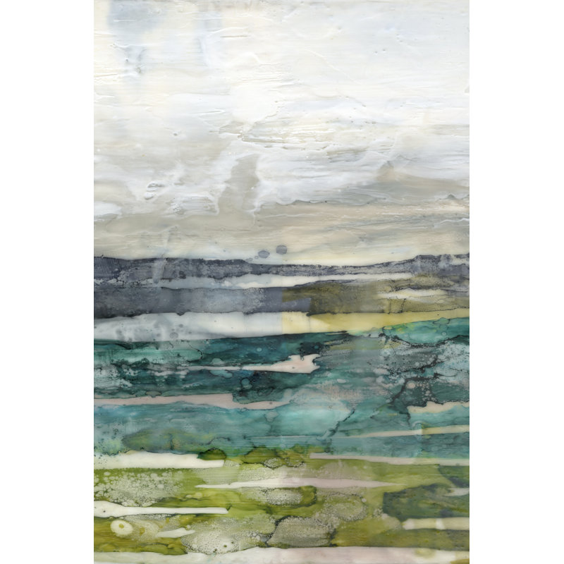 «Crackled Marshland II» par Jennifer Goldberger - peinture sur toile tendue, H 18 po x l 12 po