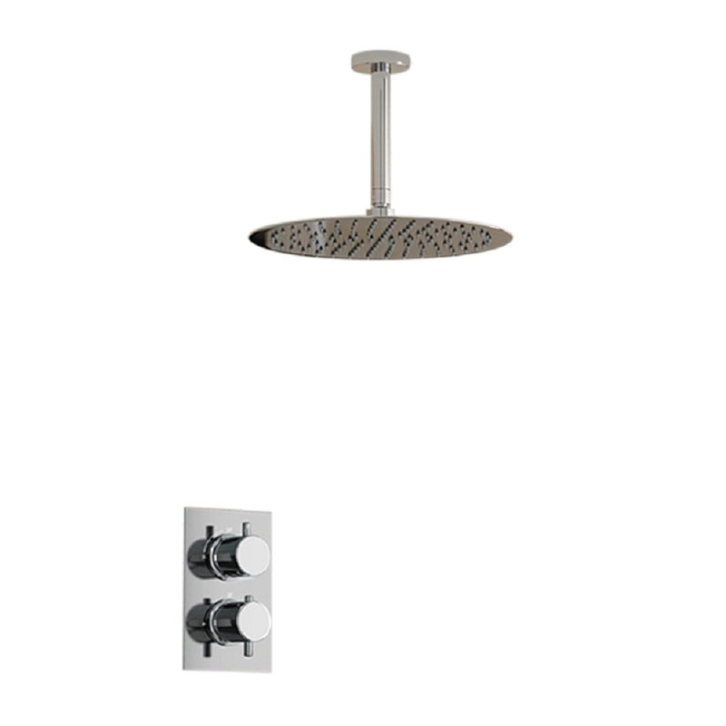 Ensemble de douche ultra-mince avec pomme de douche murale et robinet mélangeur