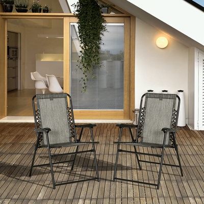 Ensemble de 2 fauteuils de patio pliants à structure métallique avec base robuste