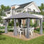 Pavillon de jardin d'extérieur 10 pi x 13 pi, abri à baldaquin avec 6 parois latérales amovibles et structure en acier-123308018