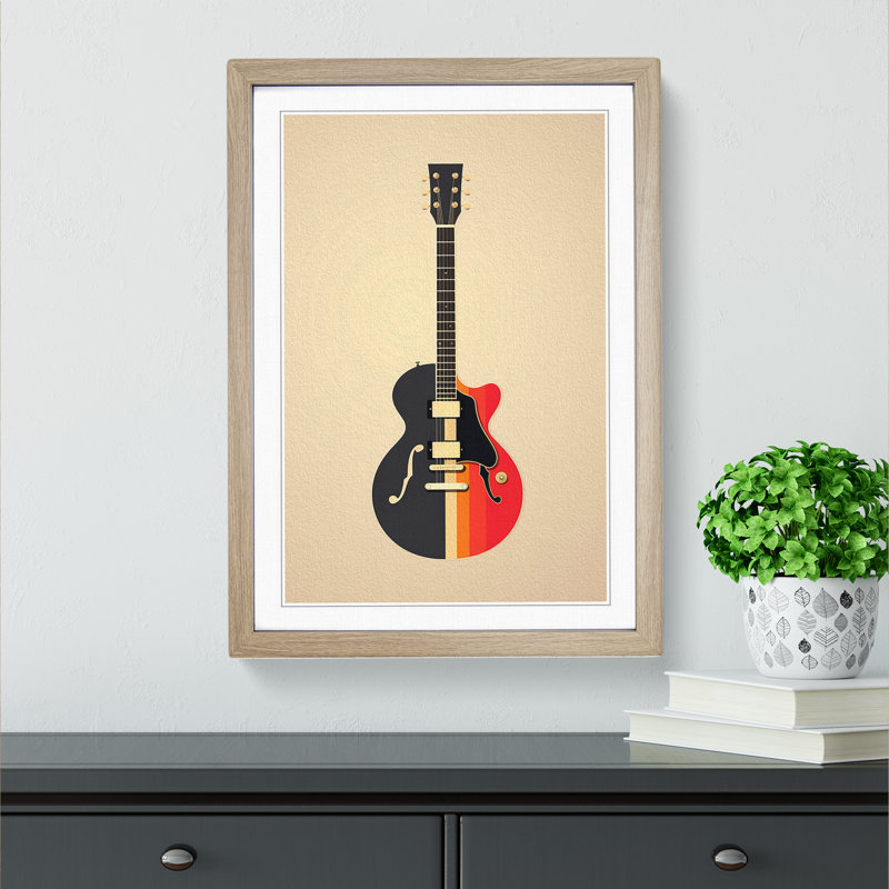 Guitar Minimalism No.2 - Single Picture Frame Print on Wood