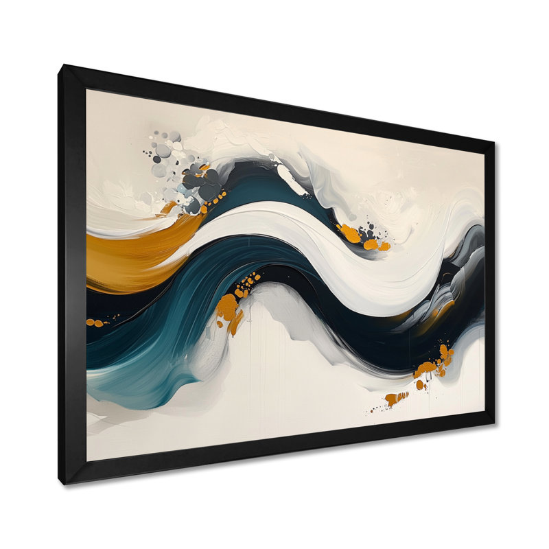 Roots and Reflections Of Abstract Waves IV - Abstract Spirals, art mural, H 12 po x l 20 po, Avec cadre, Noir