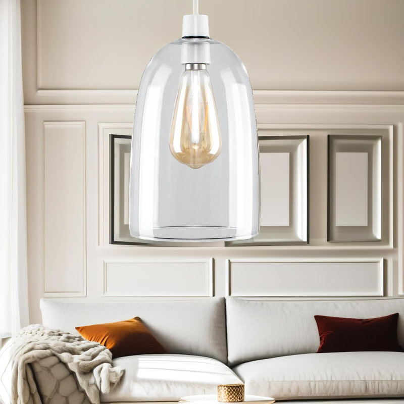 23cm H Glass Pendant Shade in White