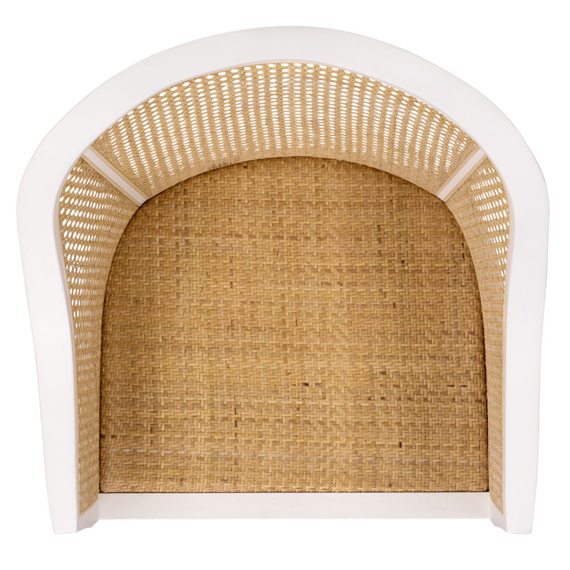 Chaise avec accoudoirs Raoul, Blanc / Naturel