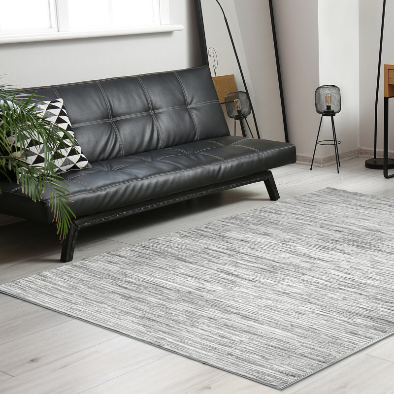 Tapis rayé gris Davide 1228, Rectangle 8 pi x 10 pi