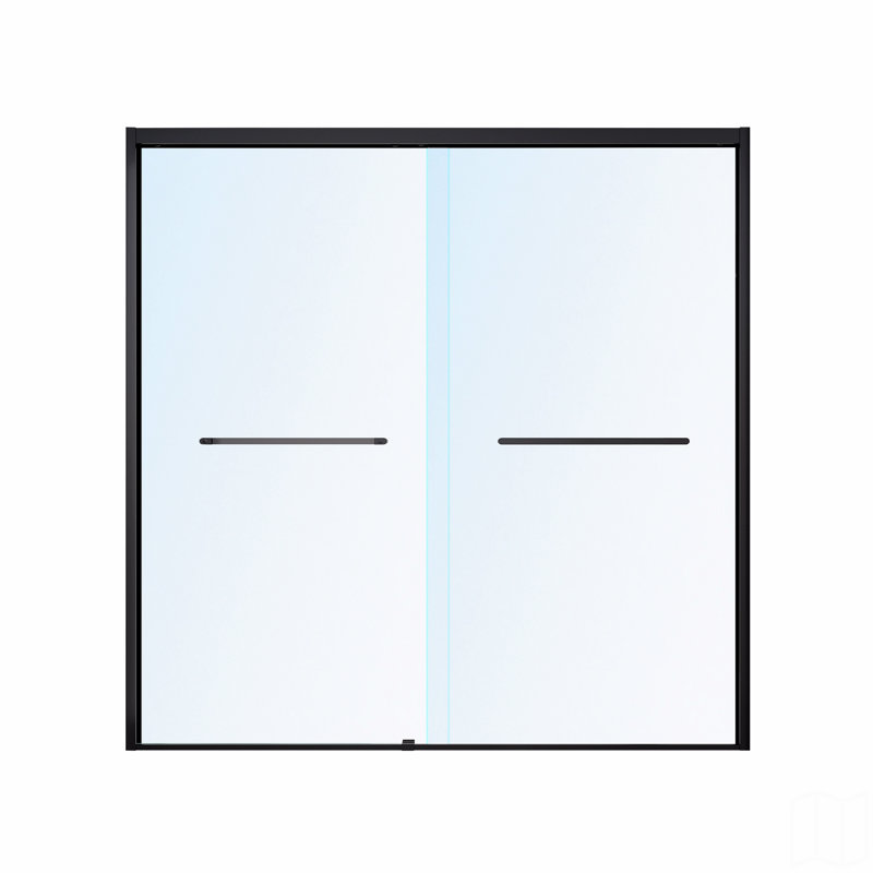 Frame Double Sliding Soft-Close Shower Doors, Bathroom Sliding Shower Door,  (6Mm) Thick Tempered Glass Door, Matte Black
