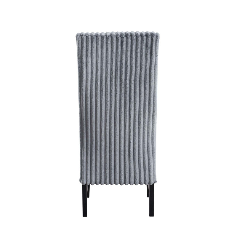 Chaise d'appoint en velours côtelé gris et finition noire, ensemble de 2