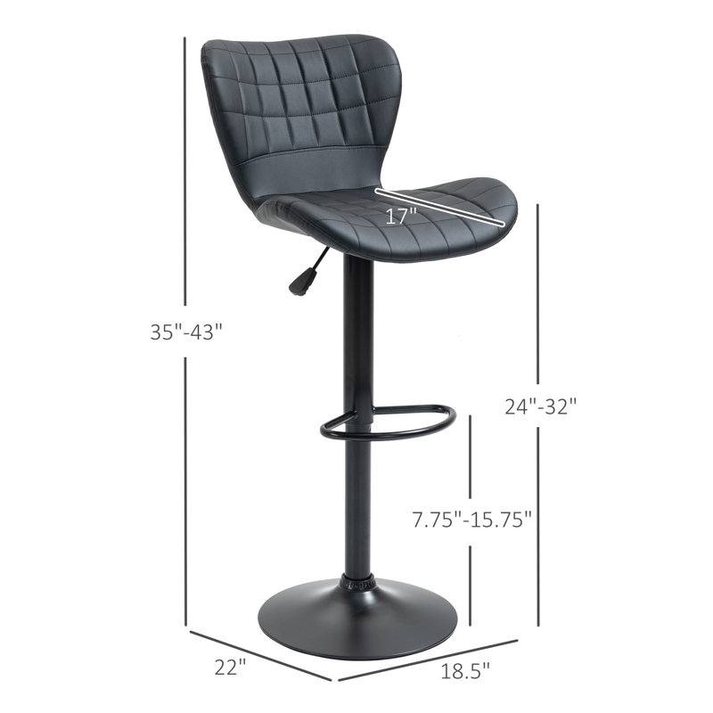 Swivel Upholstered Adjustable Height Counter Stool with Metal Frame, Black