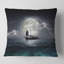 Carré, bateau de pêche sur le lac pendant la pleine lune - Coussin décoratif imprimé nautique et côtier-60158912