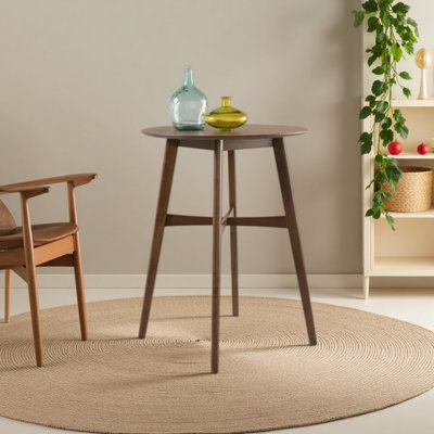 Table de bar ronde en bois Mid-Century