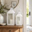 JHY DESIGN Set of 2 Metal Lanterns with Tempered Glass Farmhouse Candle Holders-877504319
